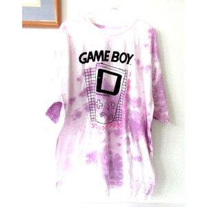 Nintendo Gameboy T Shirt Men's 2XL Pink Tie Dye XXL Short Sleeve White 2002 NWOT